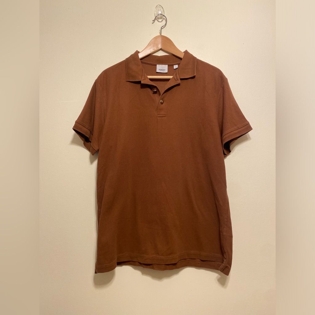Burberry Men's Brown Short-Sleeve Polo. Size Xl